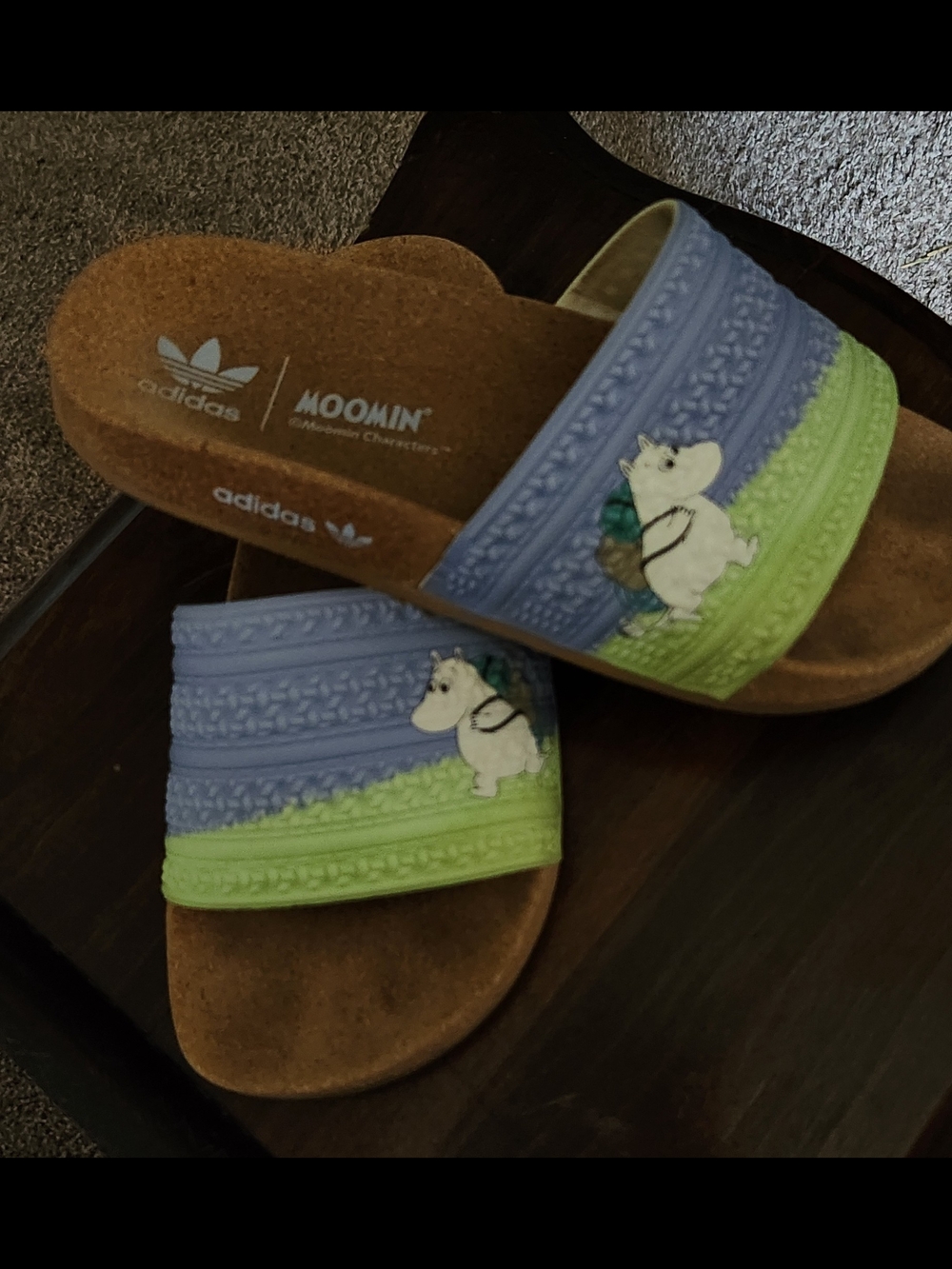 adidas x Moomin Lavender & Lime Slide Sandals Womens Size 5